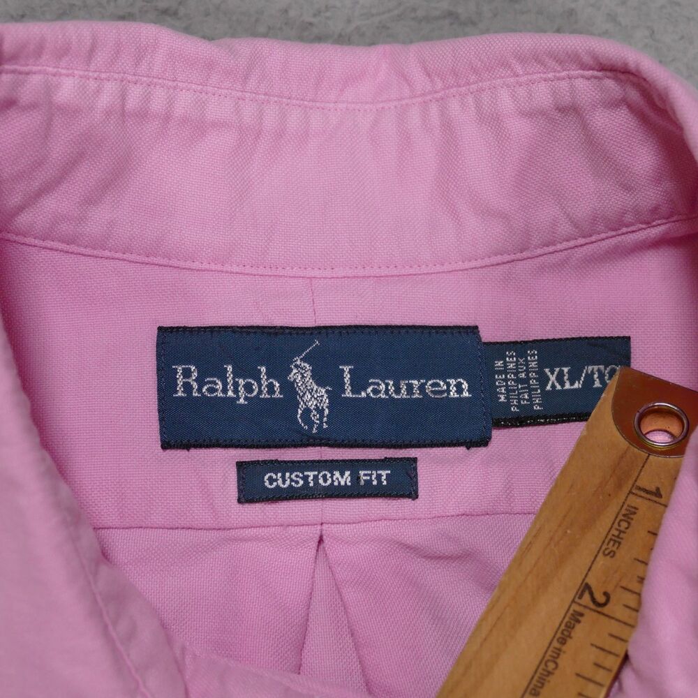 Polo Ralph Lauren Shirt Mens XL Custom Fit Chambray Pink Button Down Long Sleeve - Picture 4 of 15